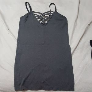 Criss  cross tank-charcoal in color